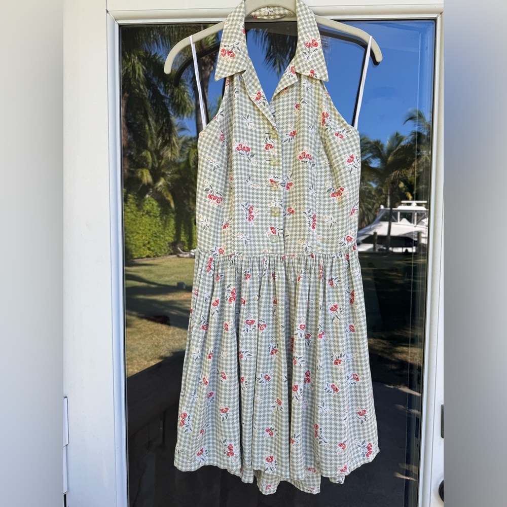 Floral Vintage Checkered Sleeveless Dress by Masliyah Nusbaum